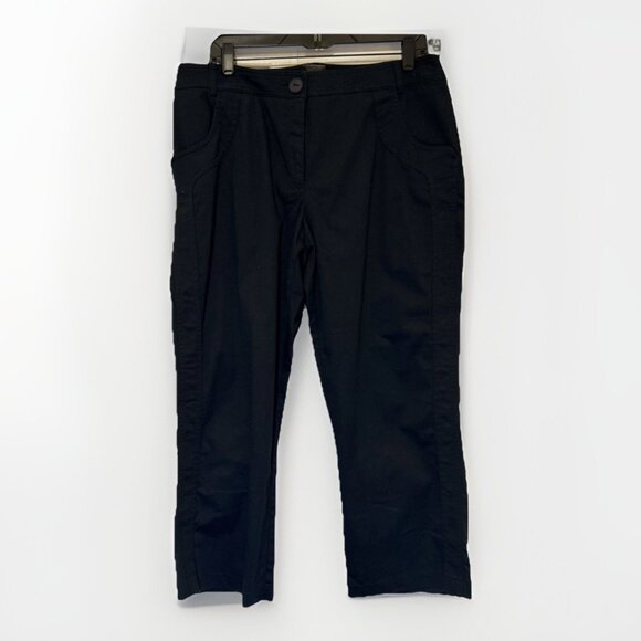 Tribal Jeans Womens Mid Rise Wide‎ Leg Capri Pants 14 Nautical Navy Blue Stretch - Picture 1 of 9
